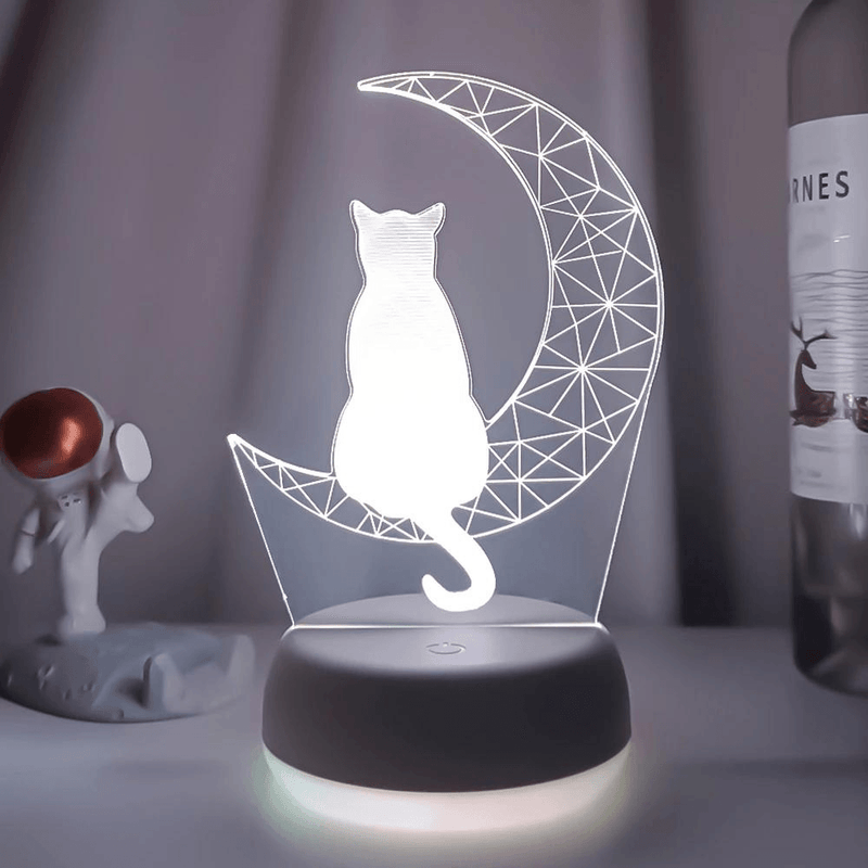 Luminária Gato na Lua - 7 Cores de luzes